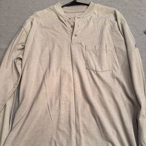 Bulwark FR Shirt Men's Grey Long Sleeve Workwear Henley